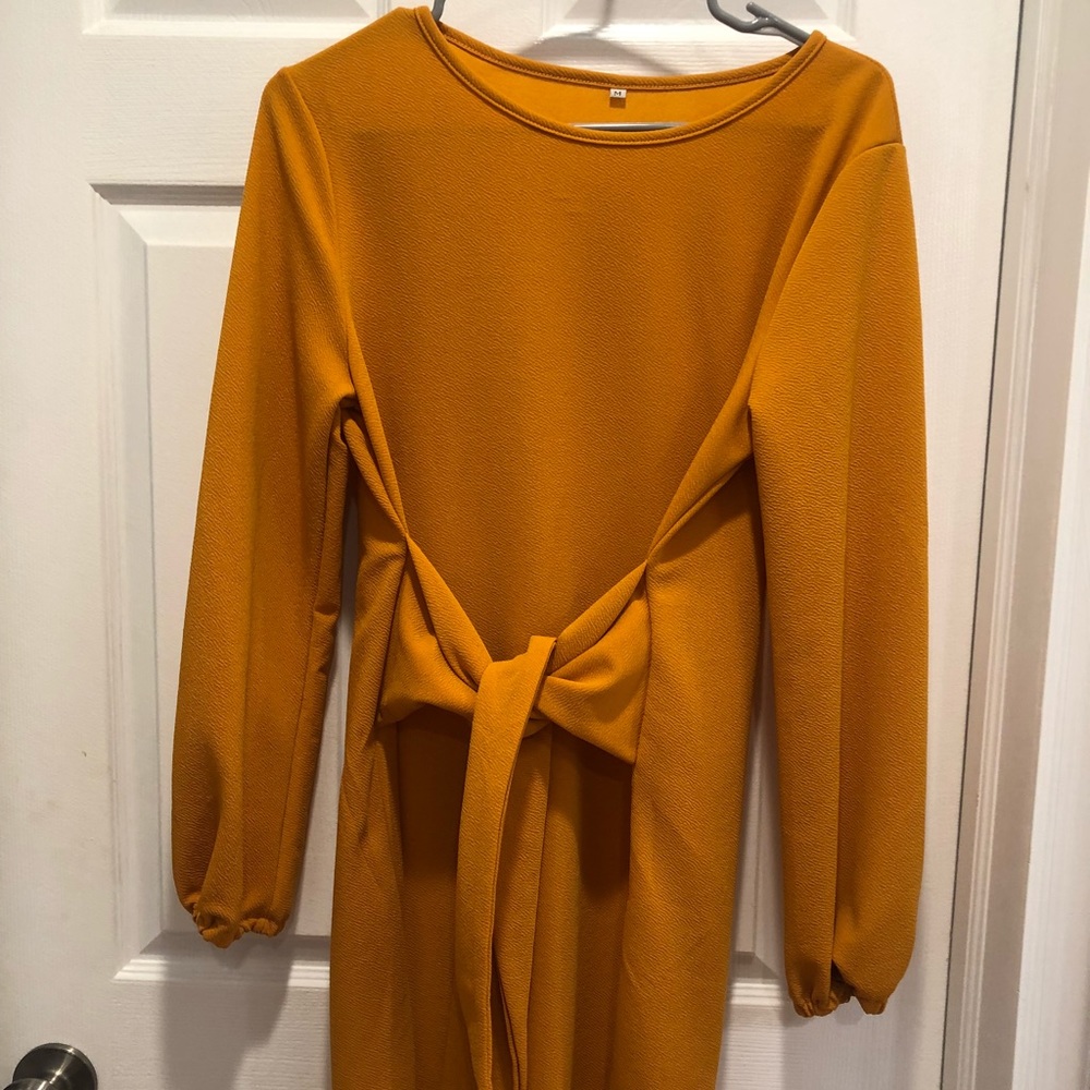 Yellow tie front mini dress